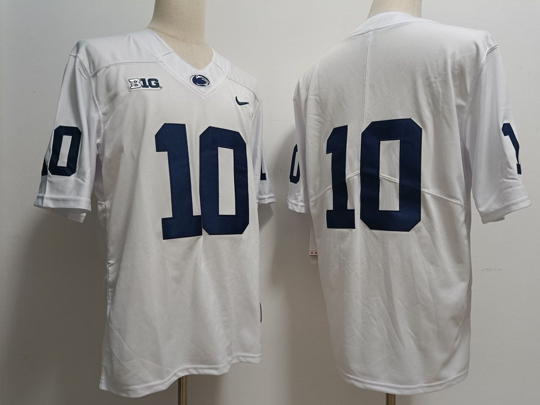 Men Penn State Natty Lions #10 No Name White Nike 2025 NCAA Jersey